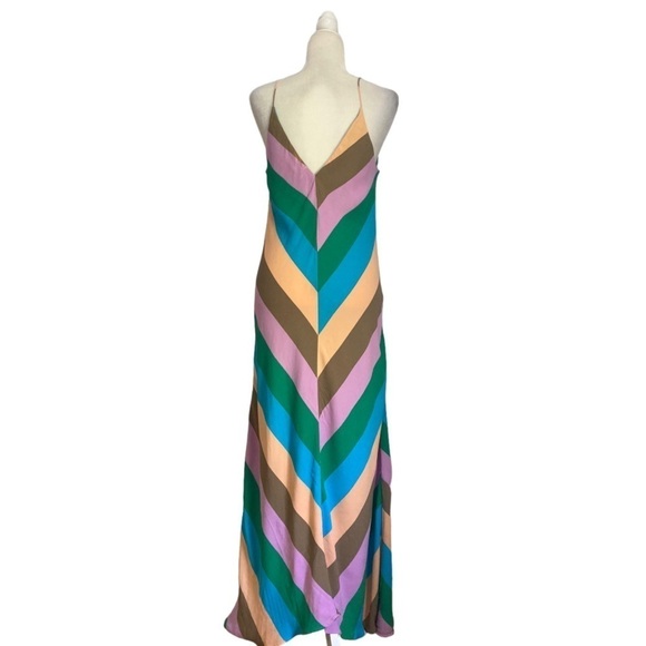 Tibi Julian Chevron Multi Stripe Maxi Slip Dress - Picture 12 of 15